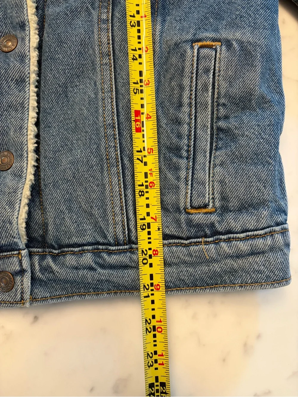 Levi's Blue Denim Sherpa Jacket with Cream Collar